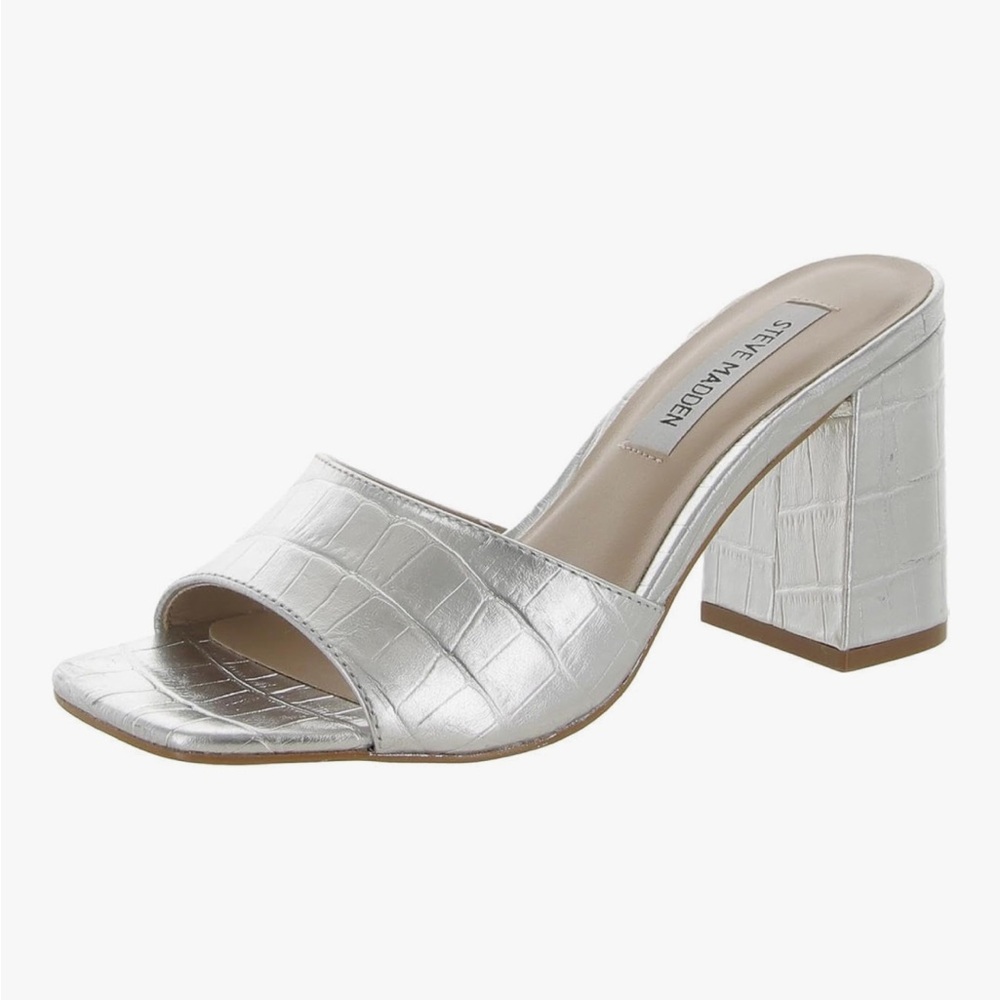 Steve Madden Alaya Silver Croc Heel